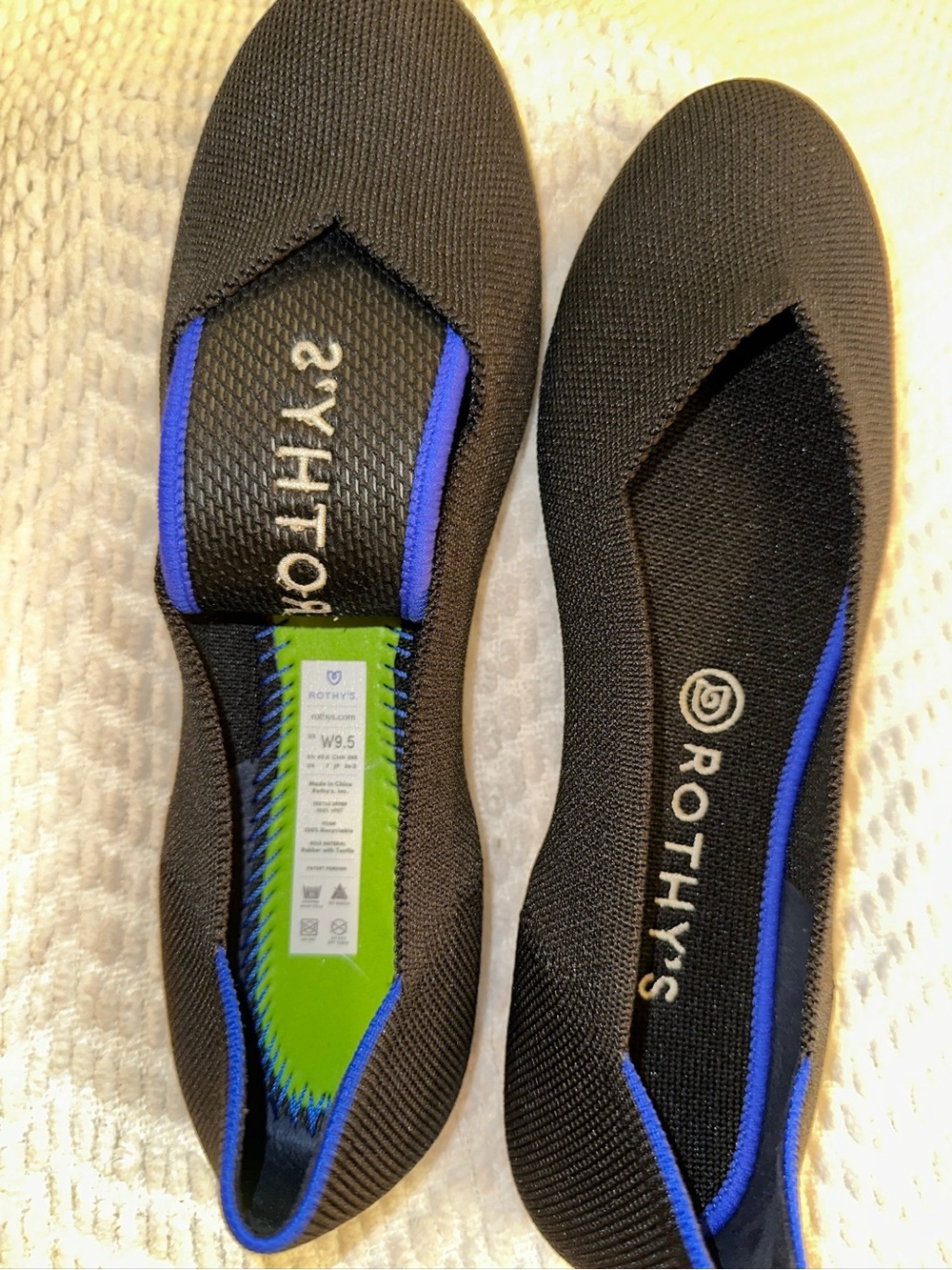 Rothy's The Flat- Black Slip-On- NEW, no box- size 9.5